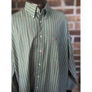 Y2K 90s 100%  Cotton Tommy Hilfiger Long Sleeve Button Down Shirt Men’s Sz XL